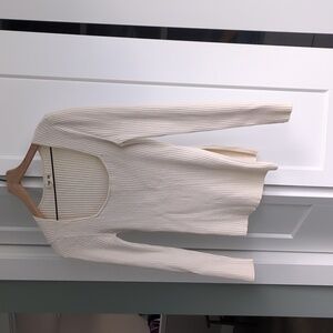 Square neck, long sleeve, side slit sweater